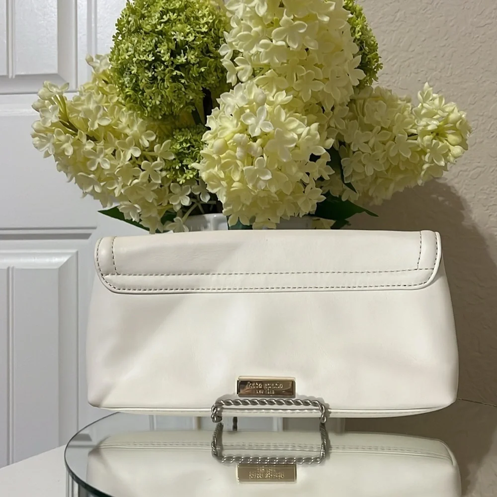 Kate Spade New York Cream Leather & Black Bow Tie Clutch